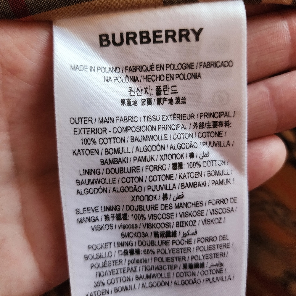 Burberry Tan Coat with Black Lettering - Picture 15 of 16